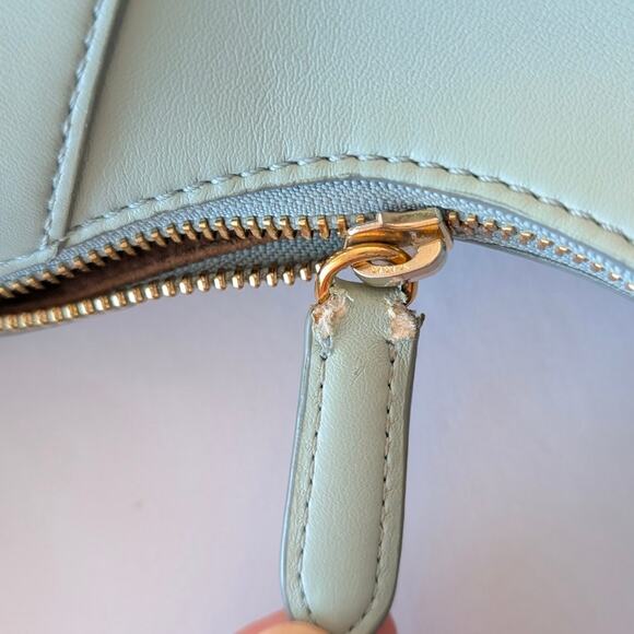 STELLA MCCARTNEY Mint Green Small Perforated Vegan Leather Hobo Bag with Logo - Picture 11 of 11